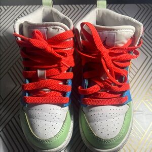Nike colorful Sneakers with Red/orange Laces and Green Toe size 10c